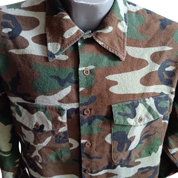 Men's XL Vintage Flannel Shirt Bubba Brand Camouflage Button-Up Long Sleeve 90's - Picture 1 of 5